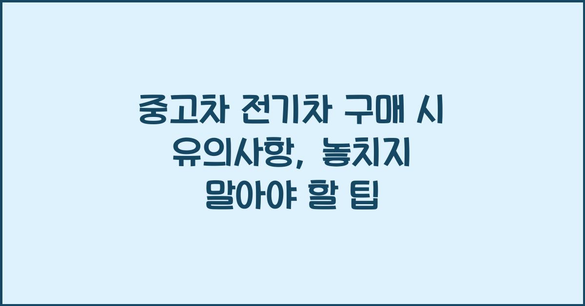중고차 전기차 구매 시 유의사항
