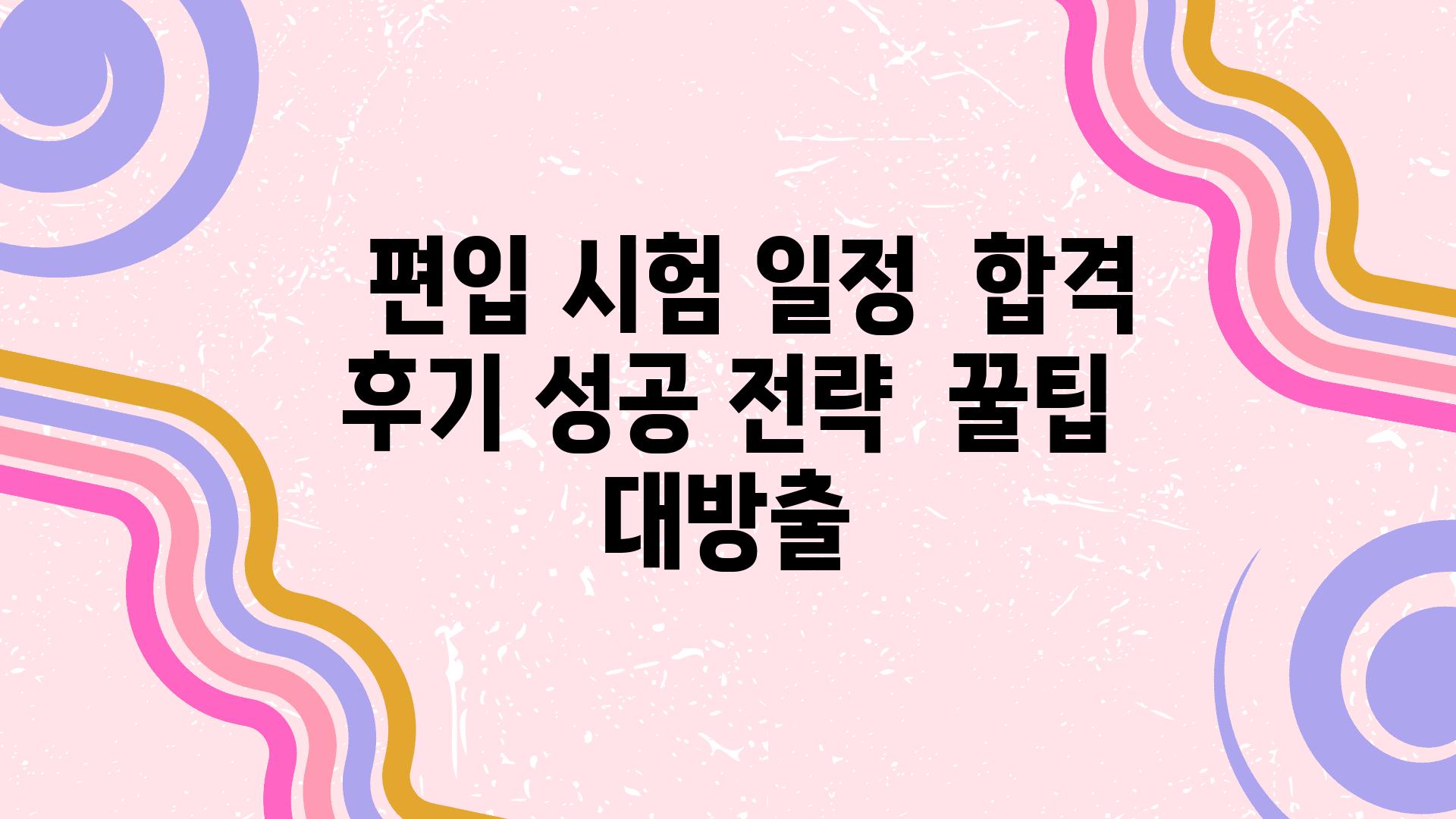   편입 시험 일정  합격 후기 성공 전략  꿀팁 대방출