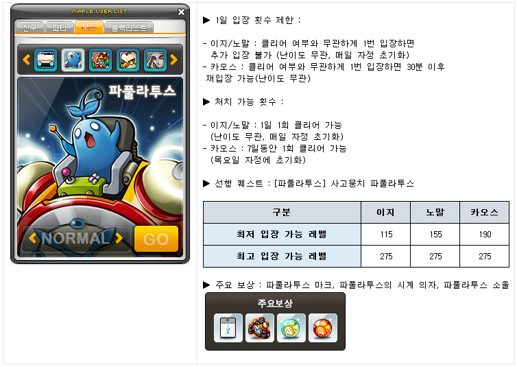 메이플 보스 순위 및 특징 정리! 메이플 보스 순위 및 특징 정리!