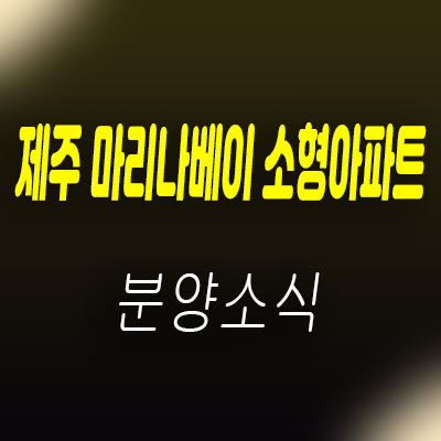  제주 마리나베이 더 하우스 소형아파트 서귀포 도생 분양가 및 잔여호실 안내