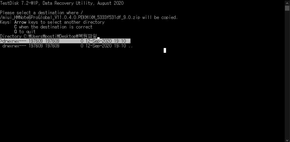파일 복원 시작