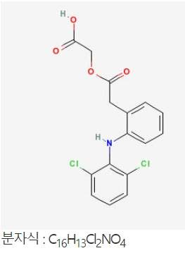 아세클로페낙 성분의 구조 및 분자식