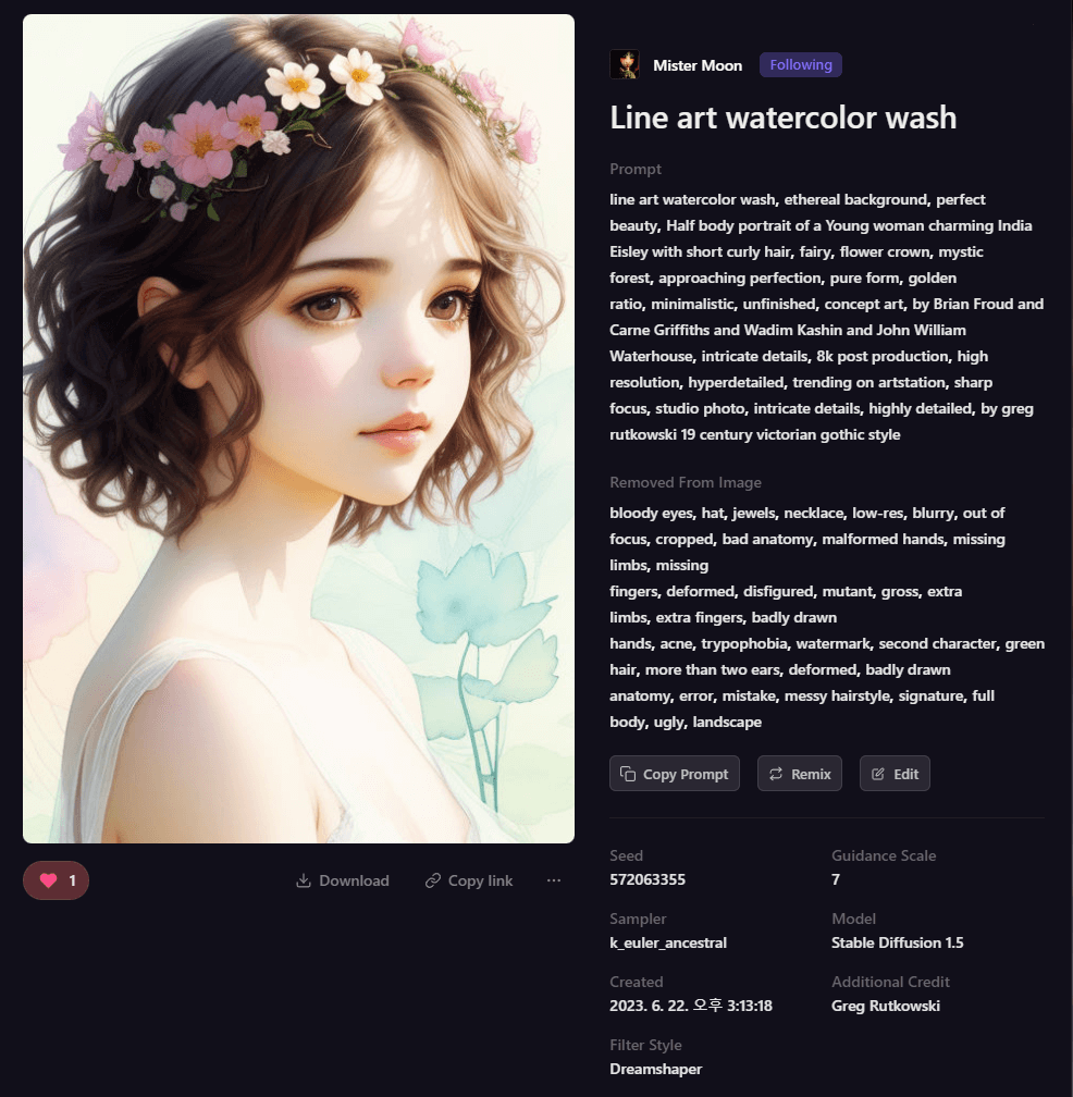  [AI 그림] 화관 쓴 소녀 (Playground / 플레이그라운드 / 스테이블디퓨전)