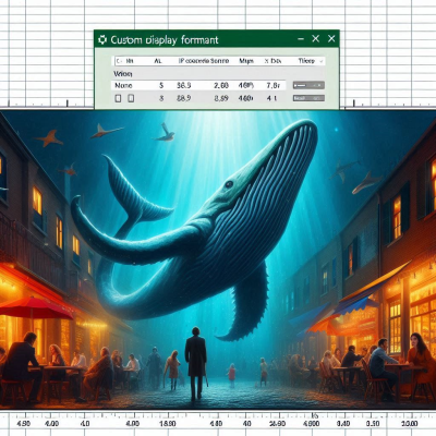 도시 속에서 거대한 고래와 데이터가 융합된 이미지