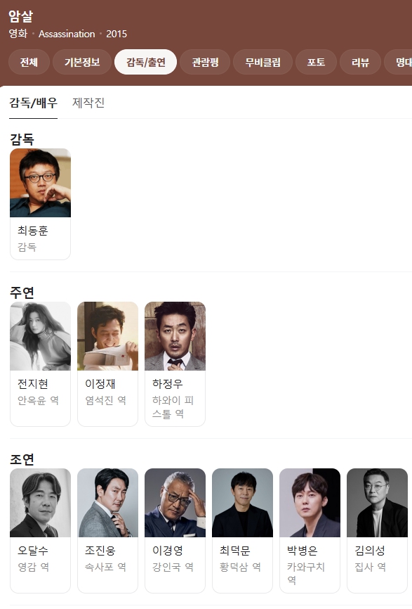 영화 암살 출연진