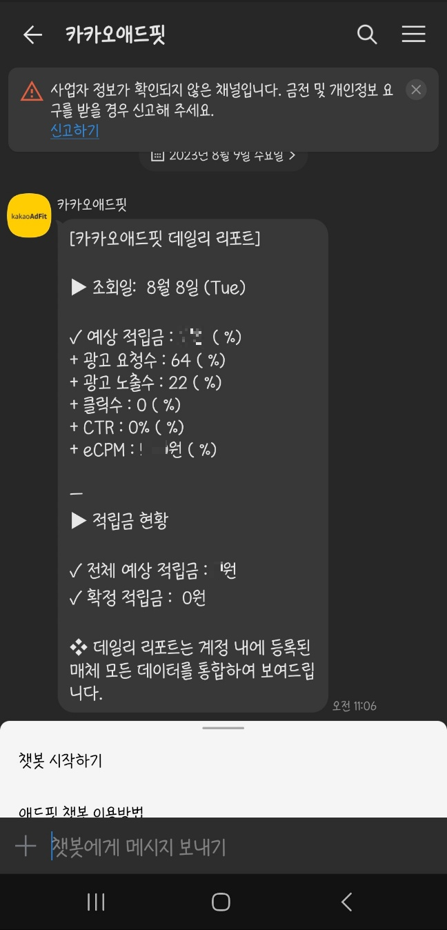 애드핏 광고리포트.
