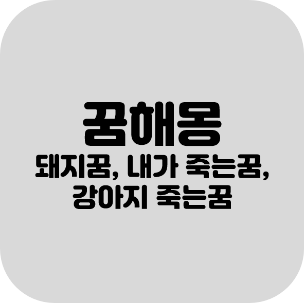  꿈해몽 풀이 돼지꿈 내가 죽는 꿈 강아지 죽는 꿈