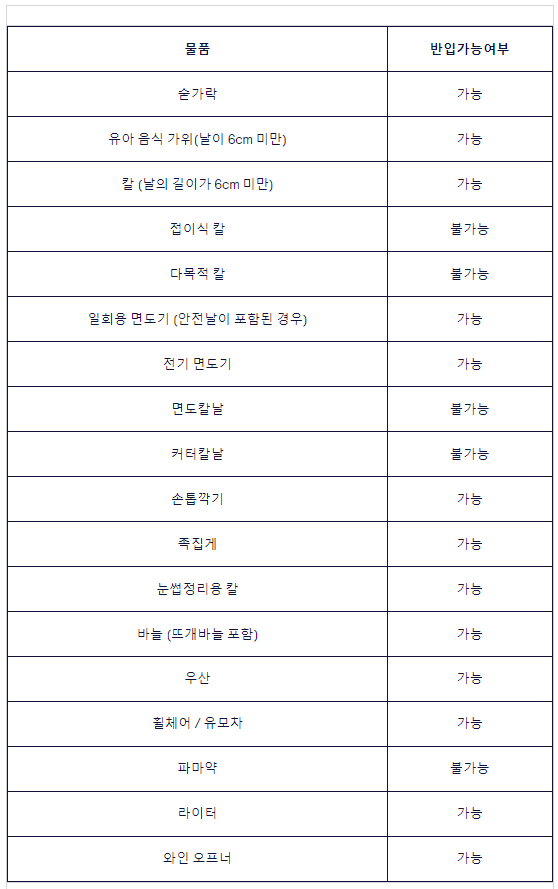 일상용품 (기내 반입 가능?!)