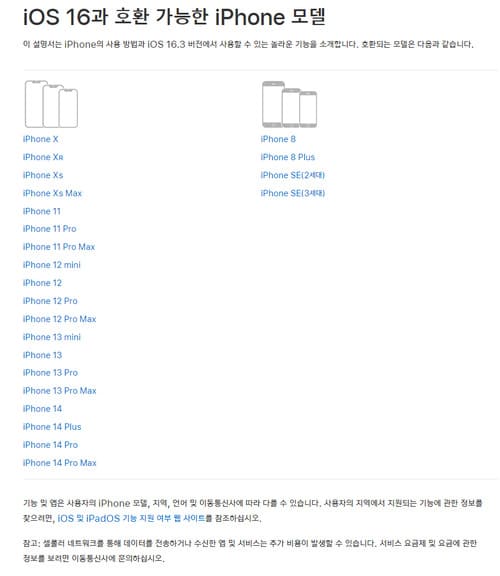 업데이트할 수 있는 iPhone 모델 유형