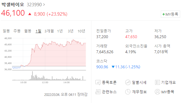  (323990)박셀바이오 주가전망 박셀바이오 상승 간암치료제 동물의약품