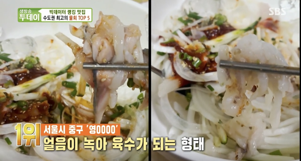  생방송투데이 빅데이터 랭킹 물회 맛집 수도권 물회 TOP5 식당 톱5 물회 맛집 식당 순위 위치 어디 정보