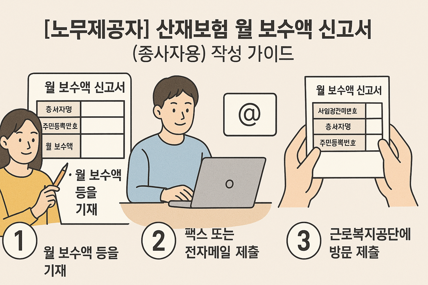산재보험 월 보수액 신고서(종사자용) 작성 가이드