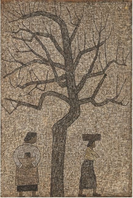 박수근&#44; 나무와 두 여인&#44; 1962