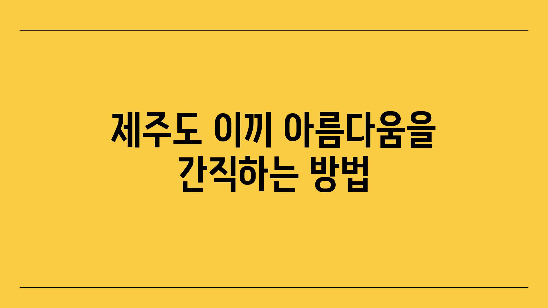 제주도 이끼 아름다움을 간직하는 방법