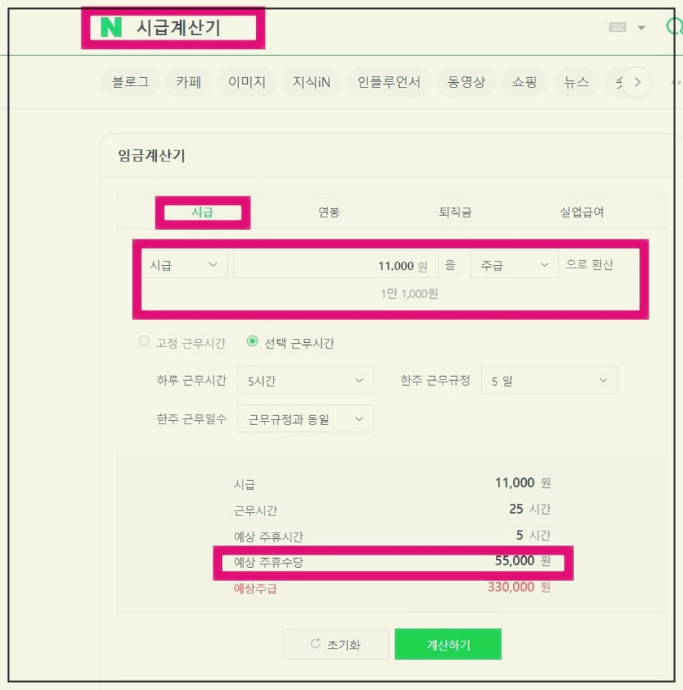 2025년 아르바이트 주휴 수당 지급조건과 계산기