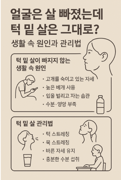 얼굴 살 빠졌는데 턱 밑살은 그대로 원인 관련