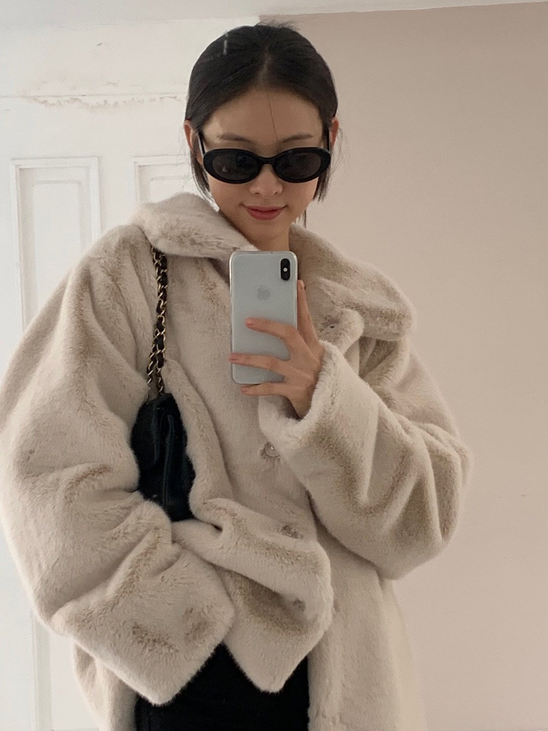 베르가못 밍크 퍼 자켓 카라 털 연말룩 jk