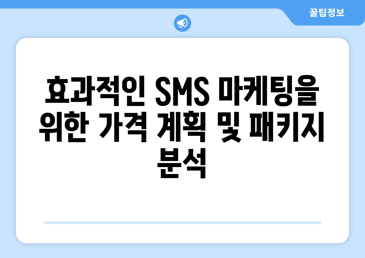 효과적인 SMS 마케팅을 위한 가격 계획 및 패키지 분석