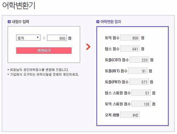 텝스 토익 환산