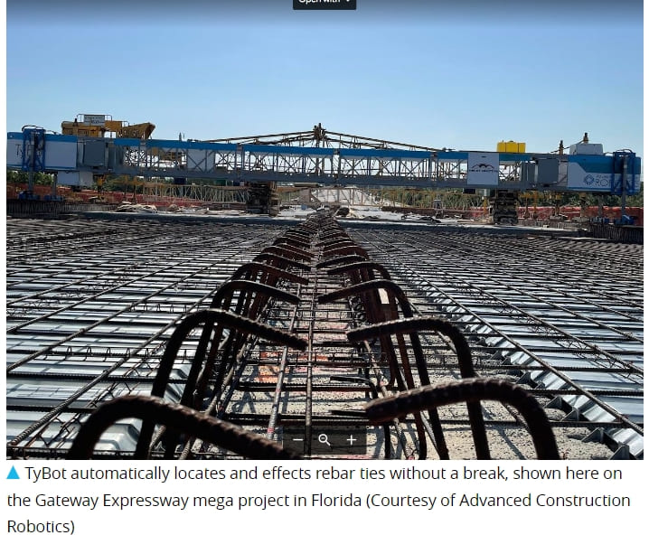 상상불가! 시간당 1&#44;100개 이상 철근 체결한 타이봇 Rebar-tying robot sets 2022 record with 11&#44;000+ ties in one day