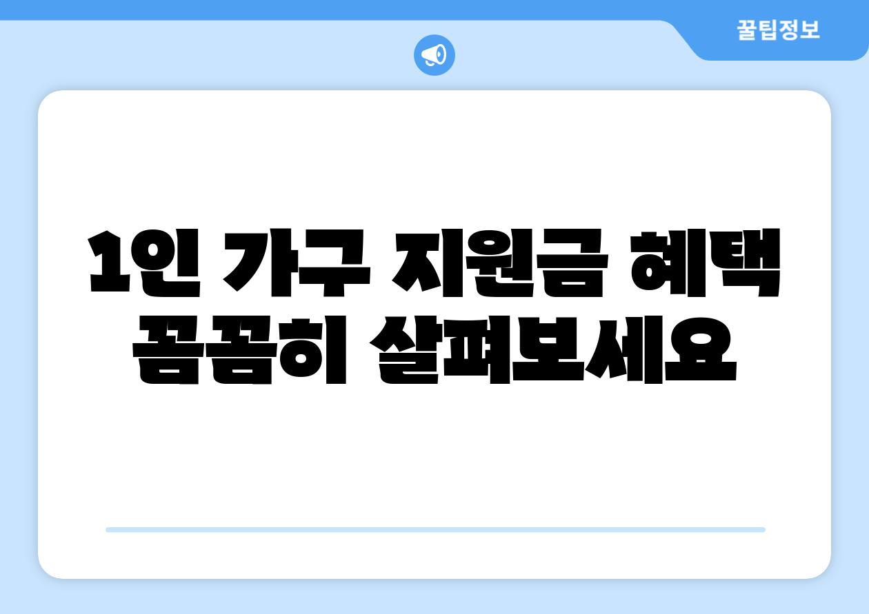 1인 가구 지원금 혜택 꼼꼼히 살펴보세요