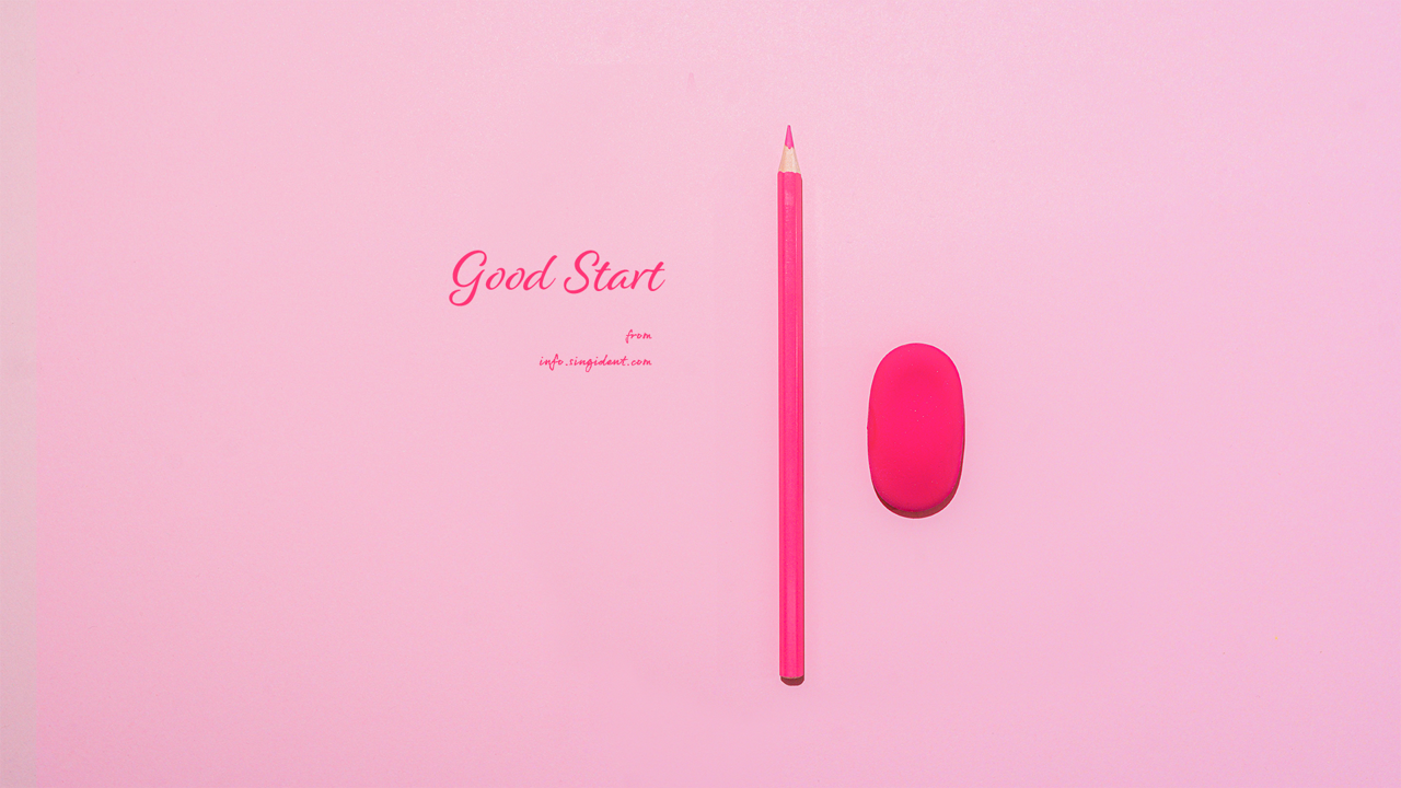 10 핑크색 연필과 지우개 C - Good Start 핑크배경화면