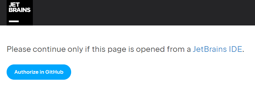jet brains authroize in github