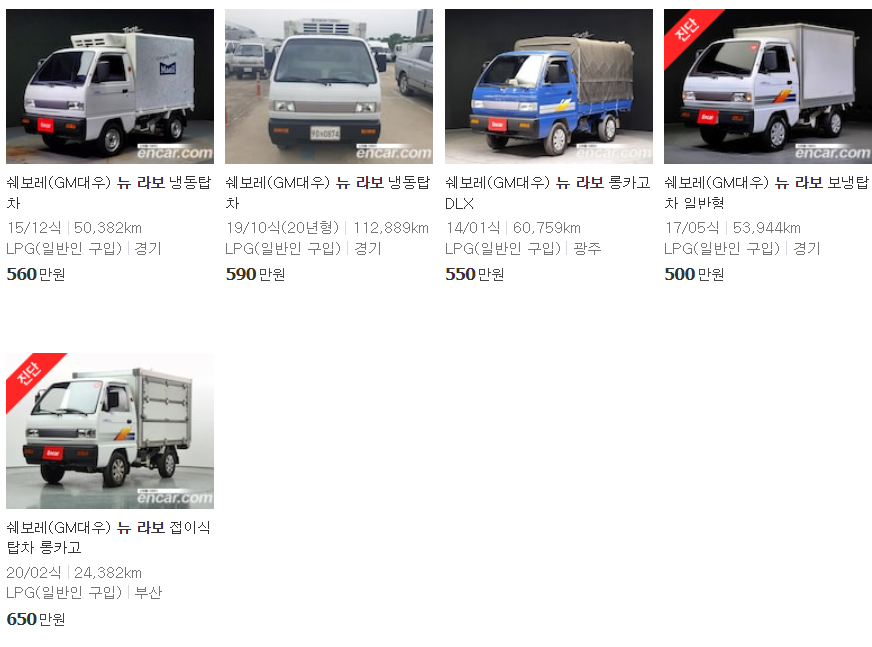 뉴 라보 중고차 가격
