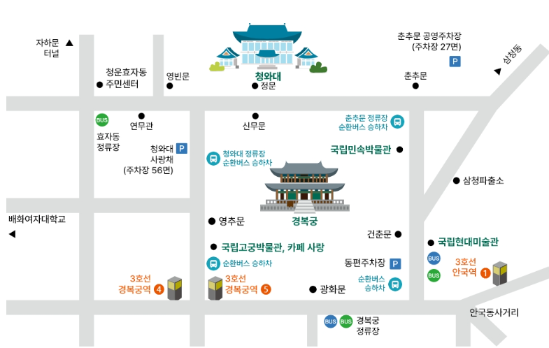 청와대 관람 신청 근처 주차장