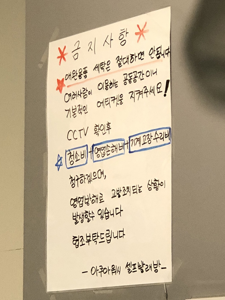 애완동물 - 세탁 - 금지