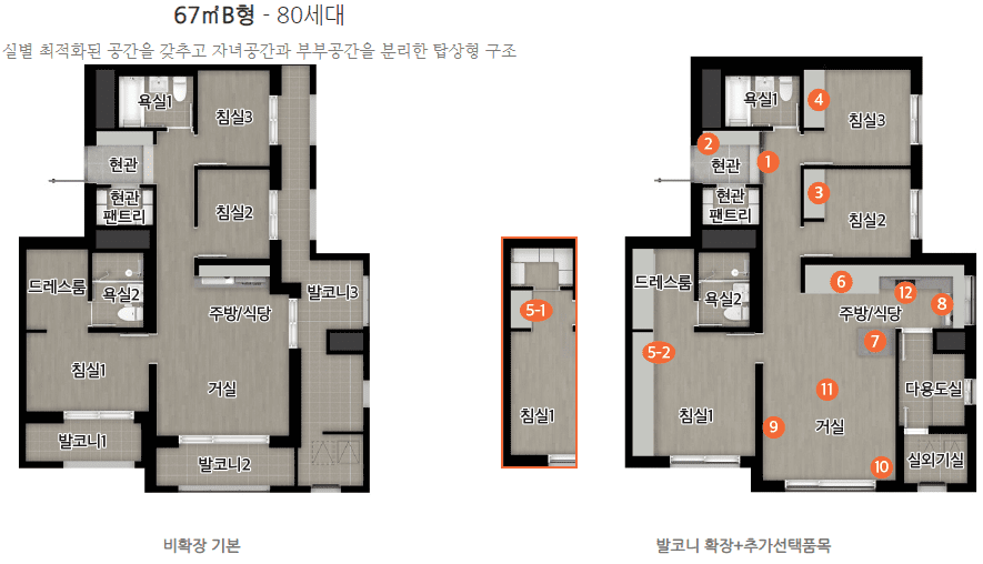 e편한세상 안성 그랑루체 평면도 67B