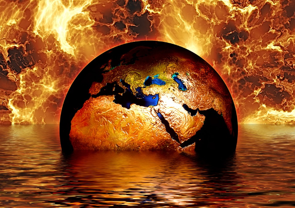 알트태그-기후 변화&#44; 기후 위기의 원인은 지구온난화입니다. 지구가 뜨겁게 달아 오른 모습을 이미지로 보여 주고 있습니다.