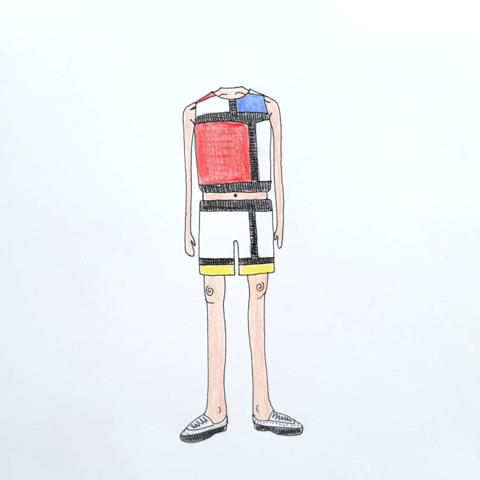  Mondrian Two Piece 몬드리안 투피스 / 일러스트 그림 드로잉 / 옷 그리기