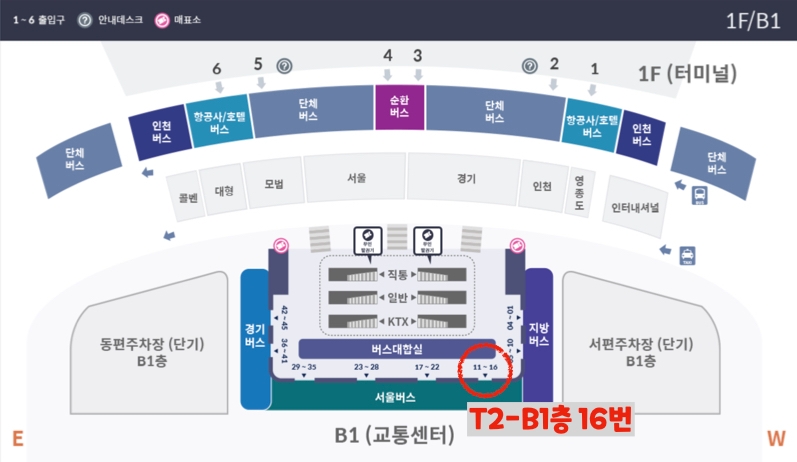 인천공항 제2터미널에서 6300 버스 타는 위치