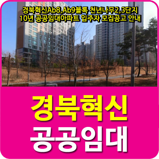  경북혁신Ab8,Ab9블록 천년나무2,3단지 10년 공공임대아파트 입주자 모집공고 안내