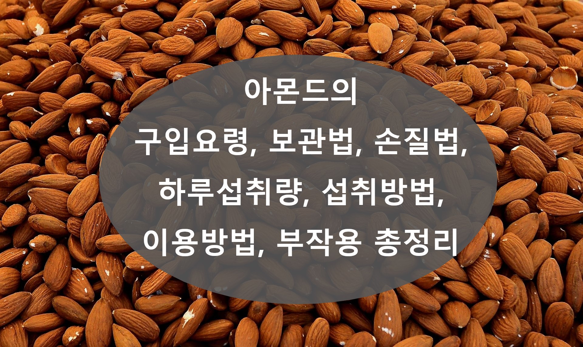  아몬드의 구입요령, 보관법, 손질법, 하루섭취량, 섭취방법, 이용방법, 부작용 총정리