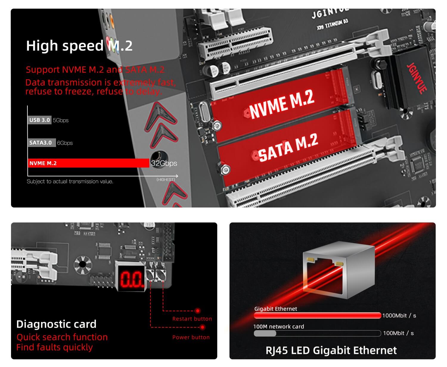 X99 키트 마더 보드 LGA 2011-3 M.2 NVME