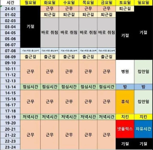 온라인커뮤니티에 등장한 69시간제근무표