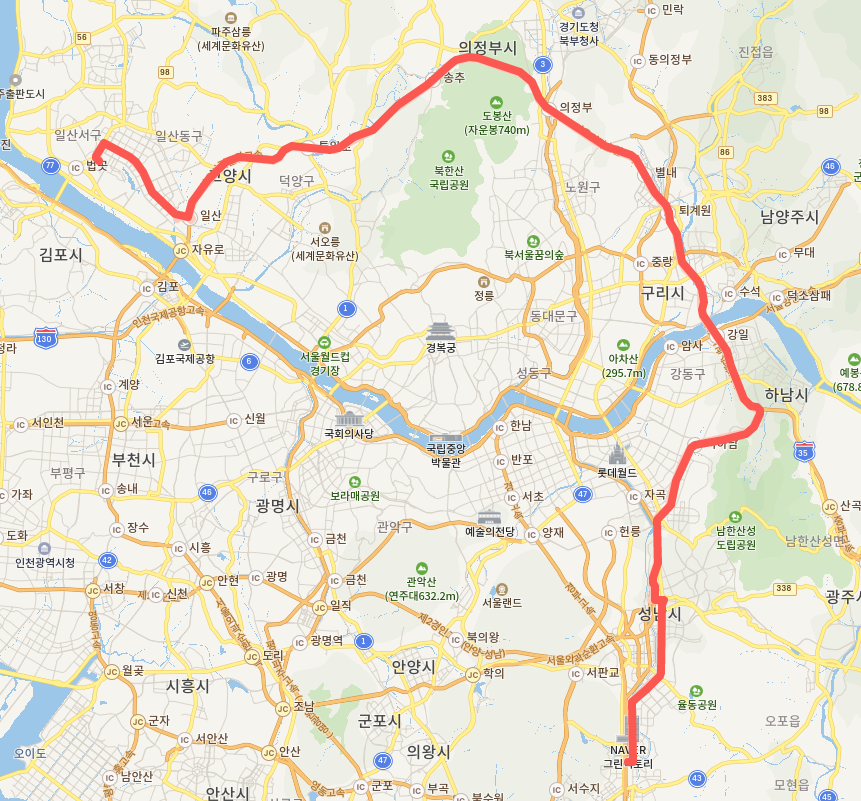  8109번버스 시간표, 요금, 실시간 정보 분당에서 일산, 대화역, 서현역