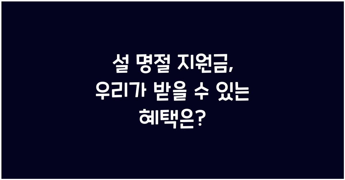 설 명절 지원금