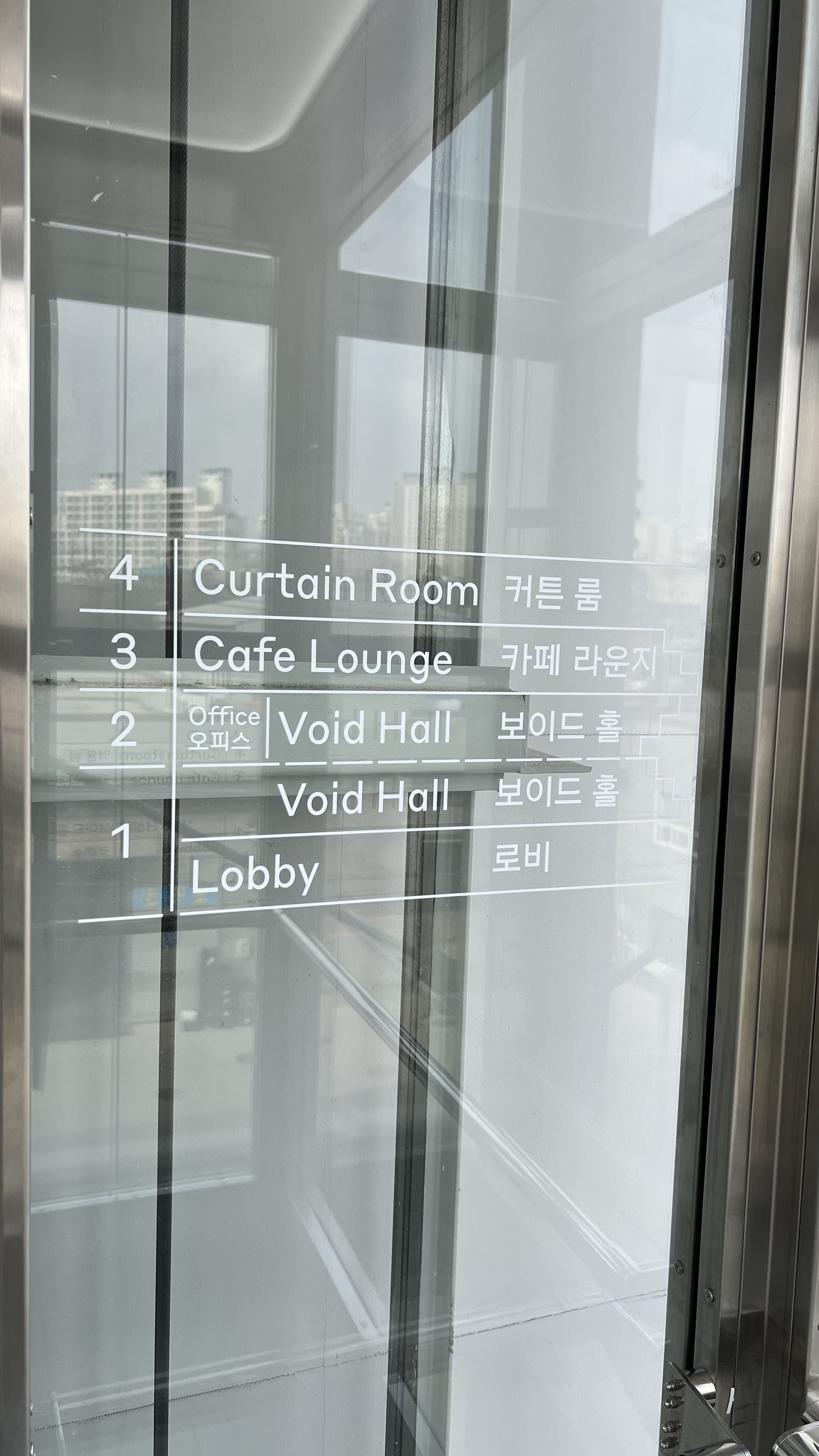 코스모40 엘리베이터에 있는 층별 안내표시이다