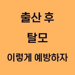  산후 탈모 이렇게 예방하자.