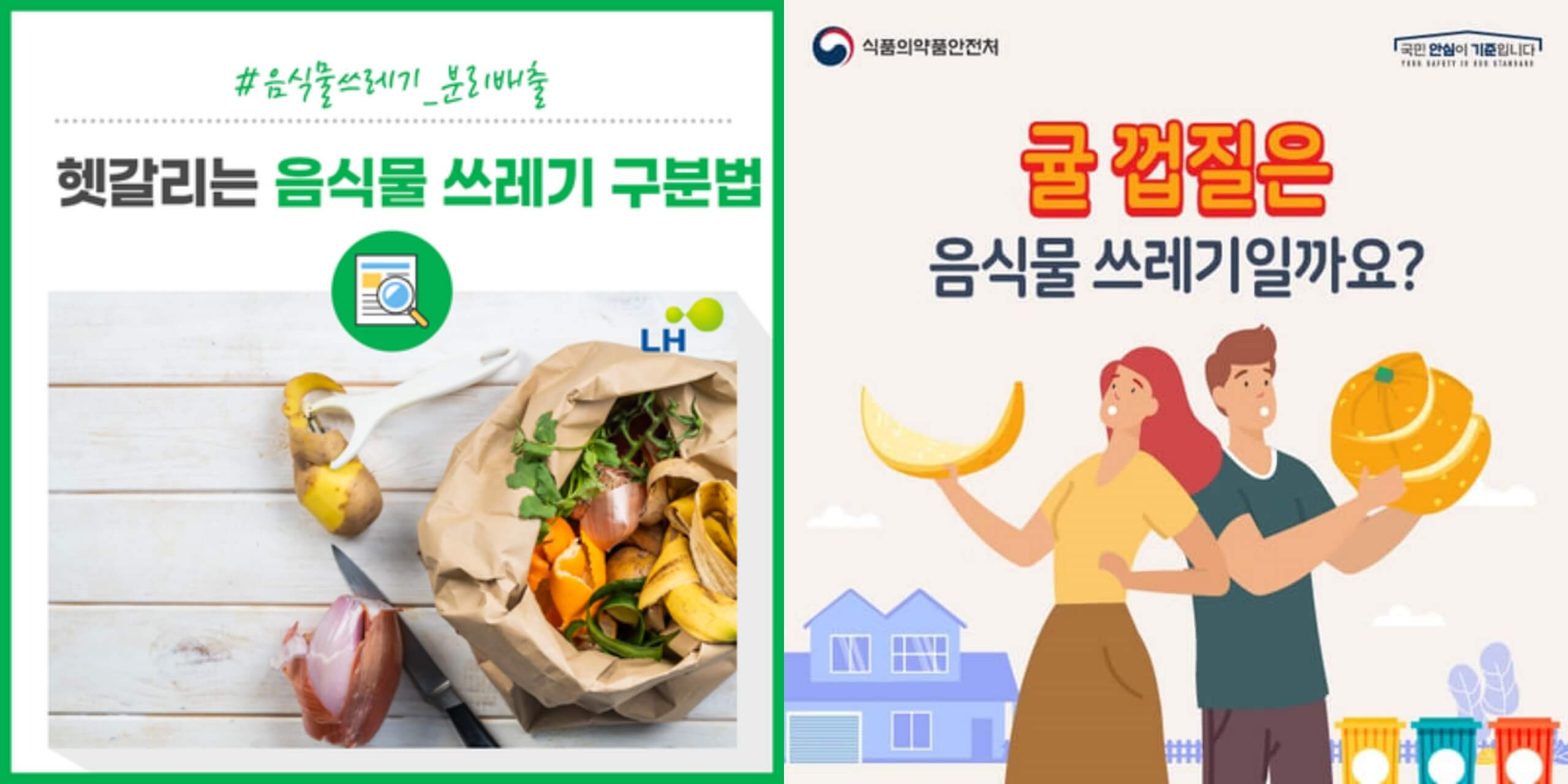  돼지 비계, 생선 내장, 김치, 귤 껍질, 옥수수 껍질, 생선뼈는 음식물쓰레기인가요?