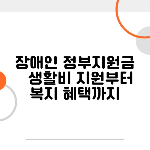 장애인 정부지원금 – 생활비 지원부터 복지 혜택까지