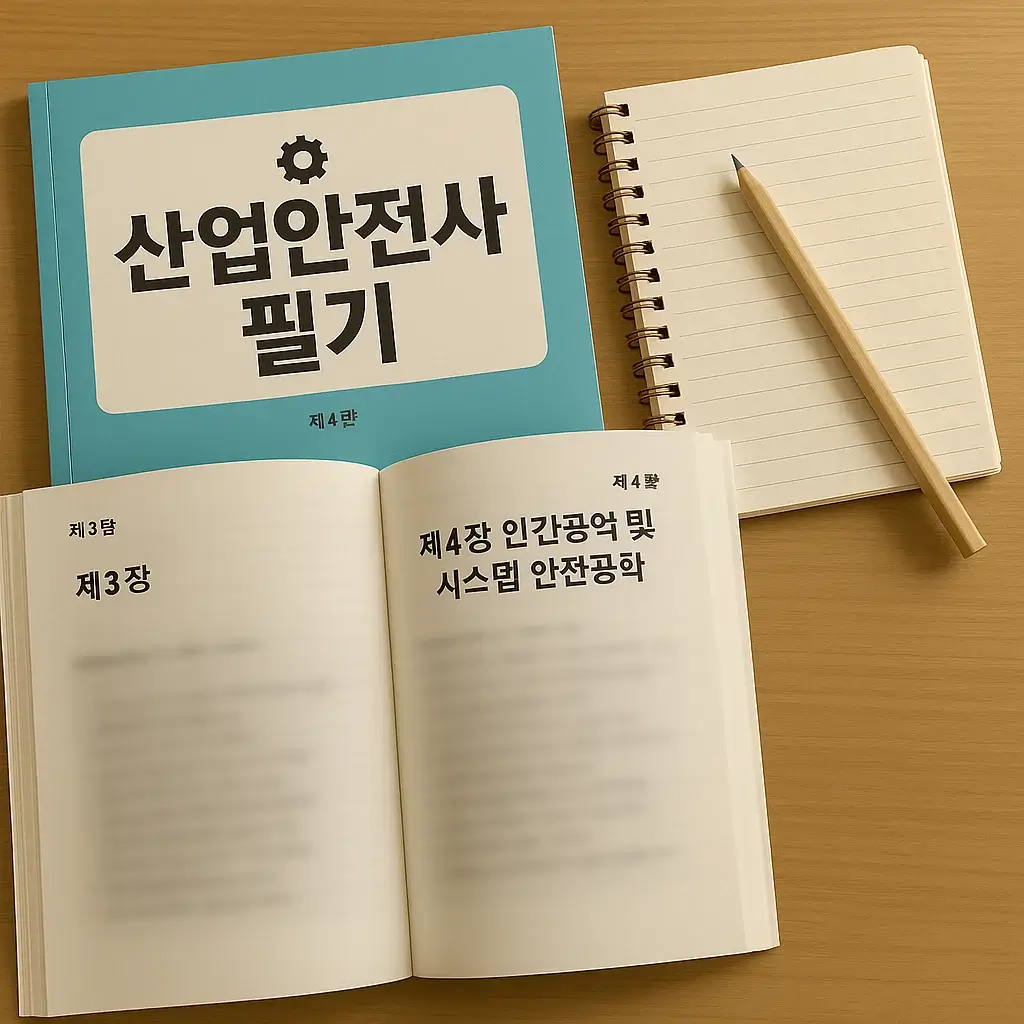기출문제 위주 학습 중인 책상 사진