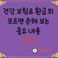  건강 보험료 환급 외 모르면 손해 보는 중요 내용 TOP 6
