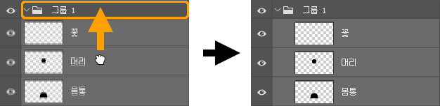 그룹으로 레이어 끌어다놓기