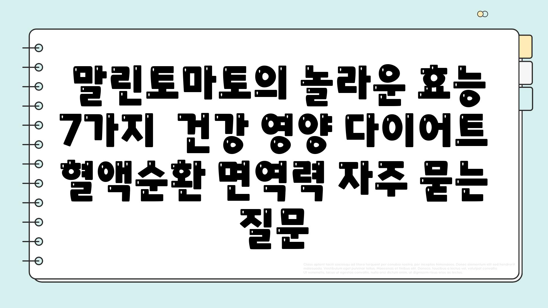  말린토마토의 놀라운 효능 7가지  건강 영양 다이어트 혈액순환 면역력 자주 묻는 질문