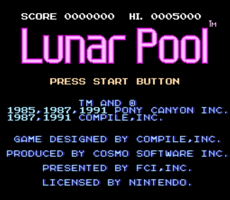  NES ROMS - Lunar Pool (EUROPE / 유럽판 롬파일 다운로드)