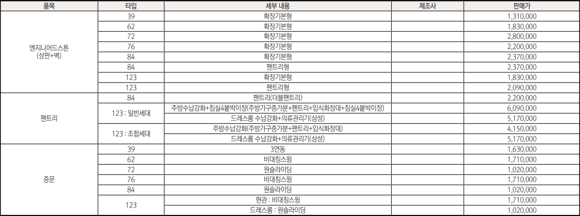 계림아이파크SK뷰-가구-유상-옵션-가격